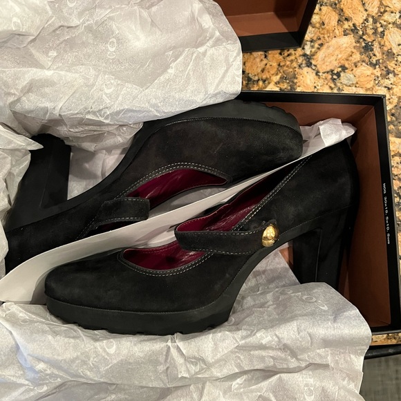Suede black coach Mary Jane heels nwb - Picture 3 of 6